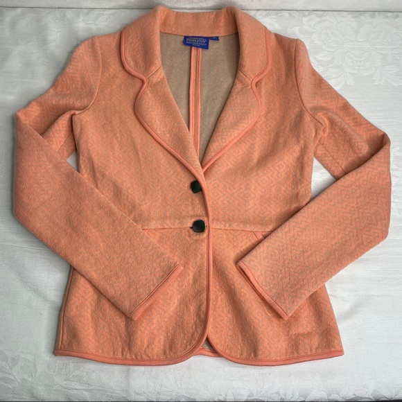 NEW Pendleton FALL blazer jacket 2 button geometric print in coral size XS - Picture 1 of 16